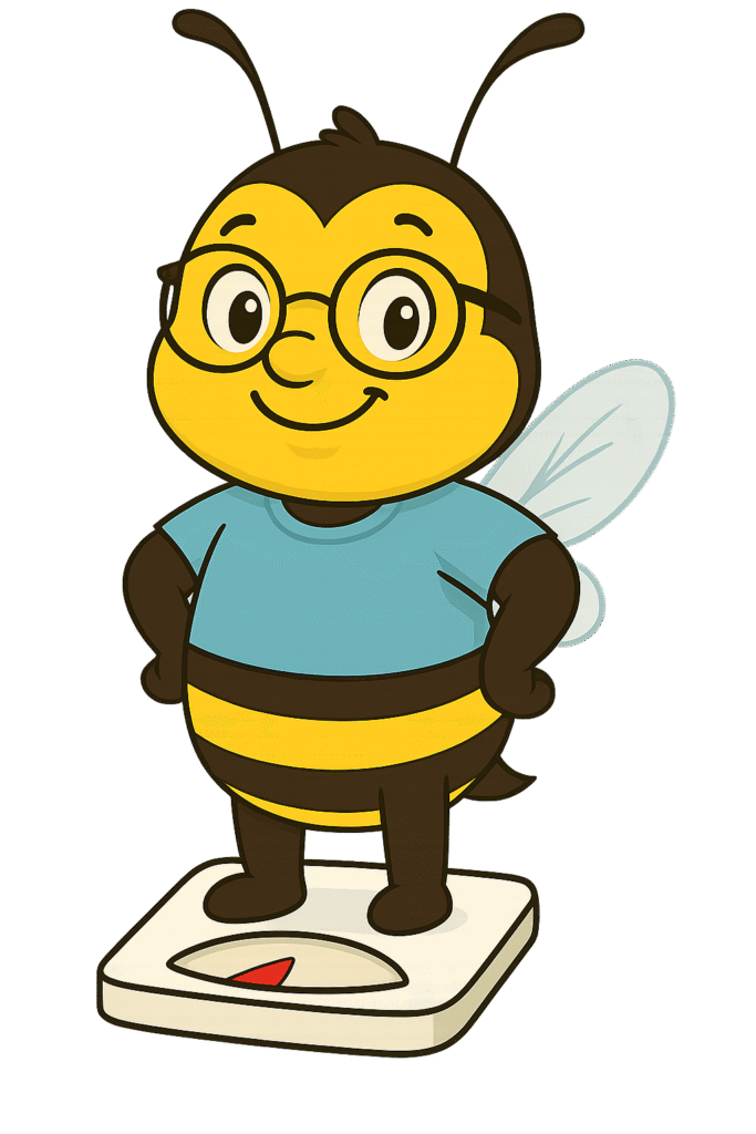 Maskoten Billie står på en våg